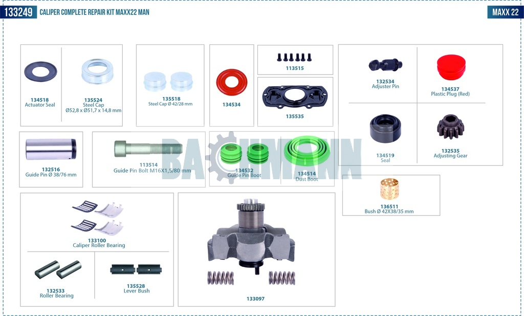 Caliper Complete Repair Kit MAN