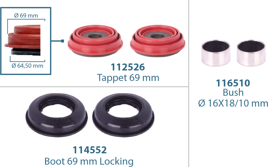 Caliper Tappet Repair Kit 69 mm (Locking Boot)